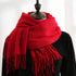 Solid color cashmere scarf fashion tassel scarf