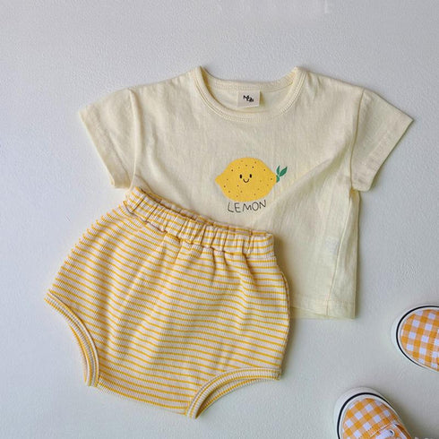 Summer Fruit Short Sleeve Suit Refreshing T-shirt Bag Fart Shorts Two-piece Set