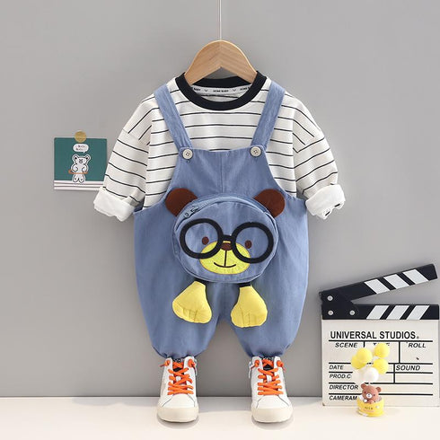 Boys' Spring and Autumn Long Sleeve Straps Set