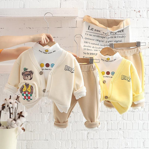 Winter children's velvet suit set of three