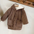 Children's cotton-padded clothes with velvet padded corduroy plaid cotton-padded jacket winter hooded coat