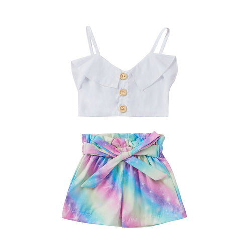 Summer children's suspender shorts two-piece set