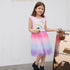 2022 European And American Style Girls Short Sleeve Dress Summer Cartoon Colored Yarn Princess Dress