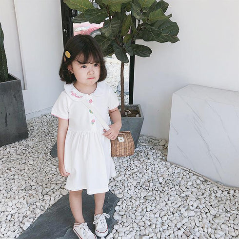 Girls' Dress 2022 Summer New Girls' Academic Skirt Cotton Princess Skirt