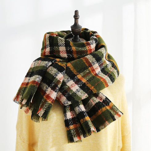Fashion Plaid Scarf Sweet Cashmere Scarf Thickened Warm Shawl