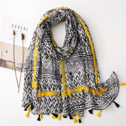 Small Fresh Cotton and Hemp Scarf Bohemian Printed Scarf