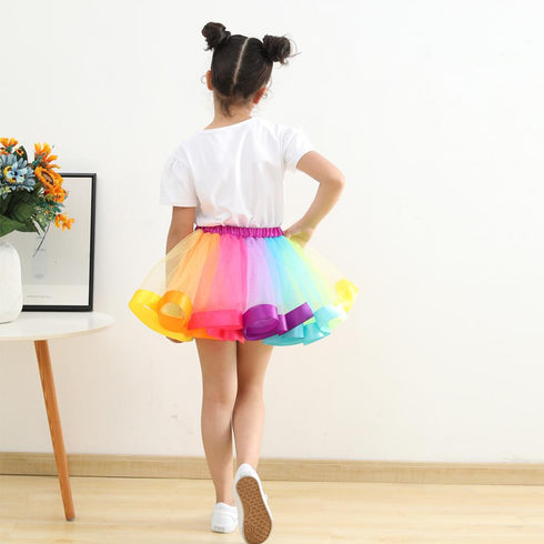 Summer New New Upgrade Plus Lined Mesh Rainbow Skirt Girl Skirt