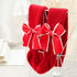 Children's Christmas and New Year plus velvet leggings red wave dot bow pantyhose padded pants
