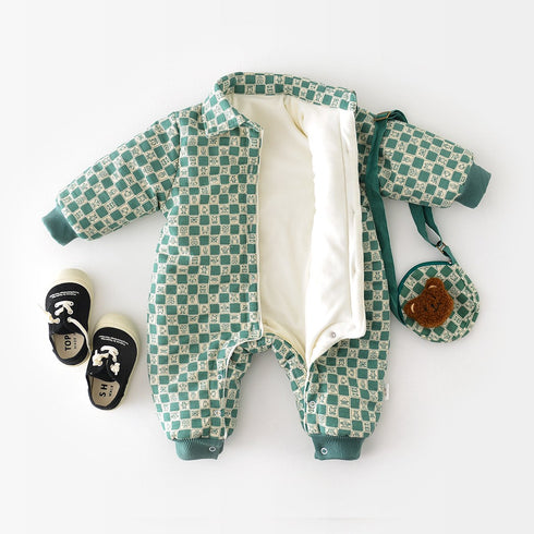Baby cartoon plaid bear climbing suit for baby send backpack