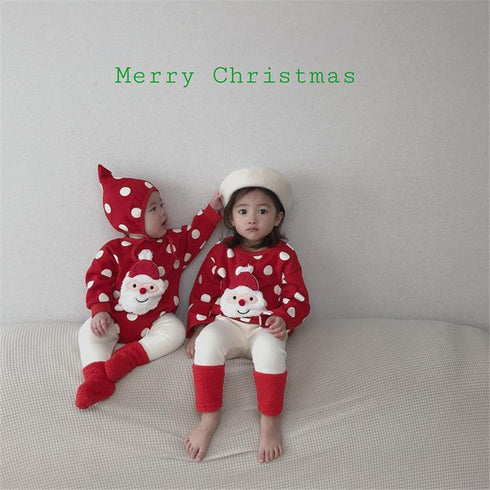 Baby climbing clothes baby cute Spring Festival Christmas plus velvet jumpsuit New Year snowman love climbing clothes send hat