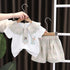 Girls' Lapel Tie Short Sleeve Set Girls' Casual Shorts Two Piece Set