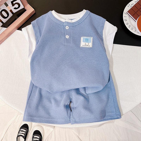 Boys short sleeve suit short sleeve shorts two-piece set