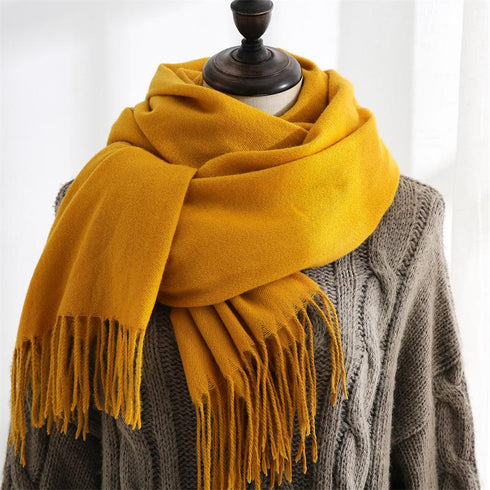 Solid color cashmere scarf fashion tassel scarf