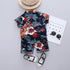 Boys summer suit short sleeve shirt beach pants two-piece set