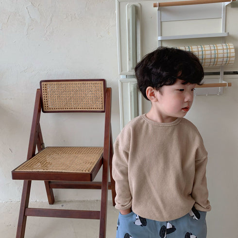 Waffle Spring and Autumn Casual Long Sleeve Top