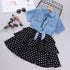 Girl's Short-Sleeve Denim Jacket Dot Skirt