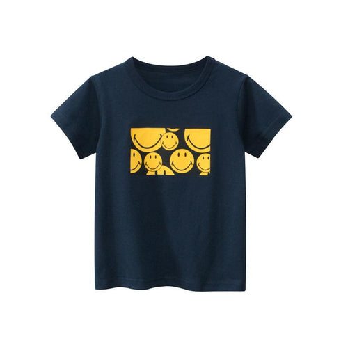 Summer boys smiley face printed short sleeves