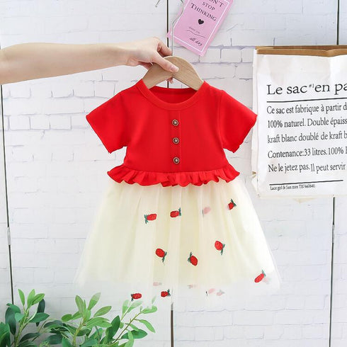 Children's Knitted Mesh Stitched Dress