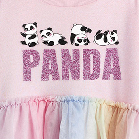 Panda children's gauze dress long sleeve color dress