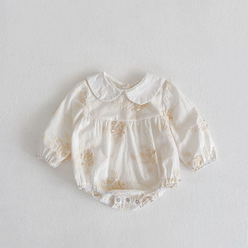 Long sleeve doll collar flower embroidered skirt ha clothes climbing clothes jumpsuit sister outfit