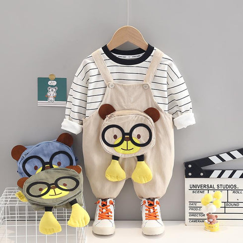 Boys' Spring and Autumn Long Sleeve Straps Set