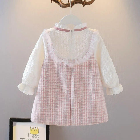 Little Fragrant Style Dress Spring and Autumn Girl Bow Foreign Style Baby Girl Princess Dress