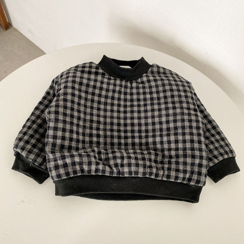 Children's Plaid Cotton Clothes with Cashmere Thickened Turtleneck