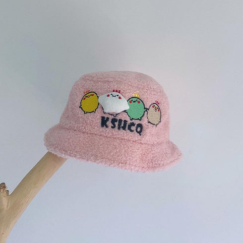 Autumn and winter lamb feather chicken pattern warm fisherman hat 17.7-18.8 inches