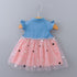 Summer New Baby Girl Stitching Dress Fly Sleeve Five-pointed Star Mesh Dress Cute Sweet