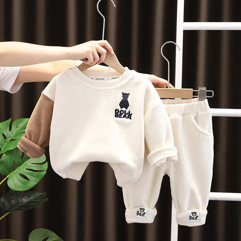 Children's long sleeve padded sweater two-piece suit