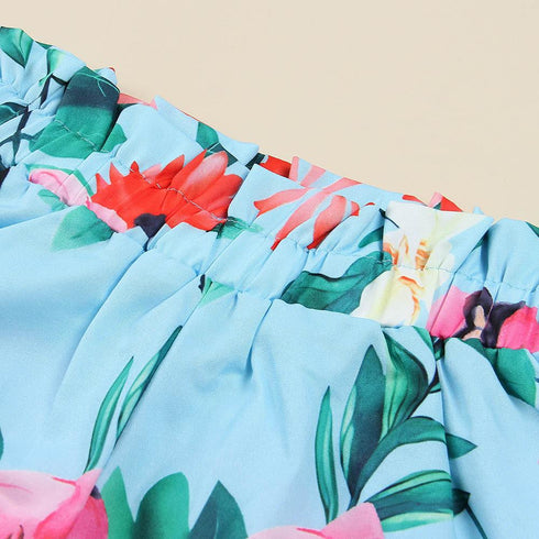 Summer girls suspender top shorts two-piece set