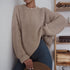 Fall Winter Loose Solid Color Crewneck Knit Pullover