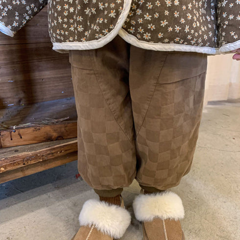 Children's Cotton Pants Loose Checkerboard Casual Pants