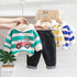 Spring and Autumn Boys Car Striped Hoodie Jeans Set