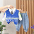 Spring and autumn boys casual tie sweater waistcoat set of three