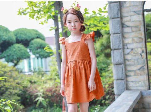 Summer New Children's Wear Dress Bow Girl Flying Sleeve Children's Dress