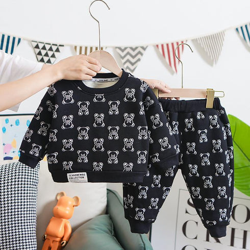 Winter children's velvet suit two-piece set