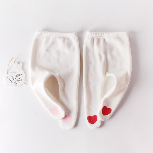 Spring and autumn baby baby cute heart-shaped plus velvet leggings