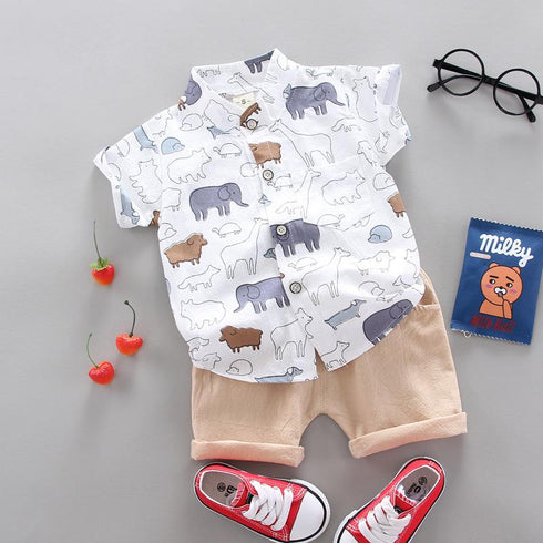 Cartoon elephant baby boy summer short sleeve suit boy baby cross-border supply stable a generation of hair