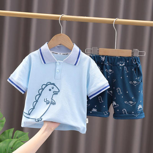 Blue Little Dinosaur Boys' Summer Suit