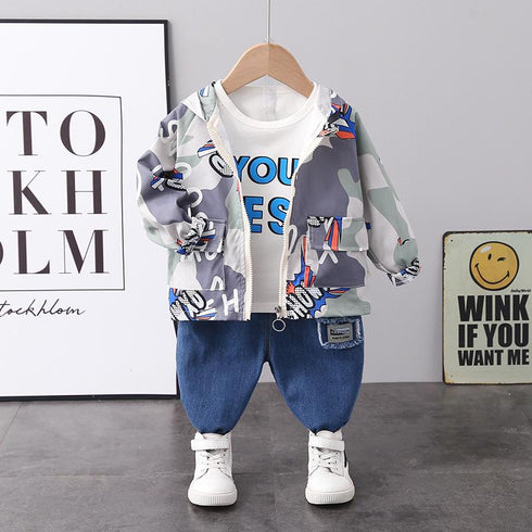 Boys spring and autumn suit set of three