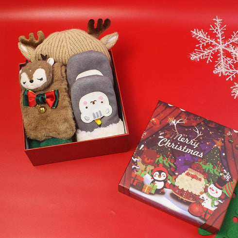 Children's Set of Christmas Scarf, Gloves and Beanie