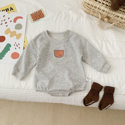 Baby Cute Bear Printed Long Sleeve Siamese Harper Baby Wear Wrap Fart Wearing Climbing Clothing