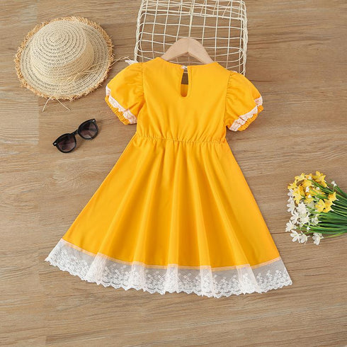 Summer Girl's Lace-Trimmed Dress