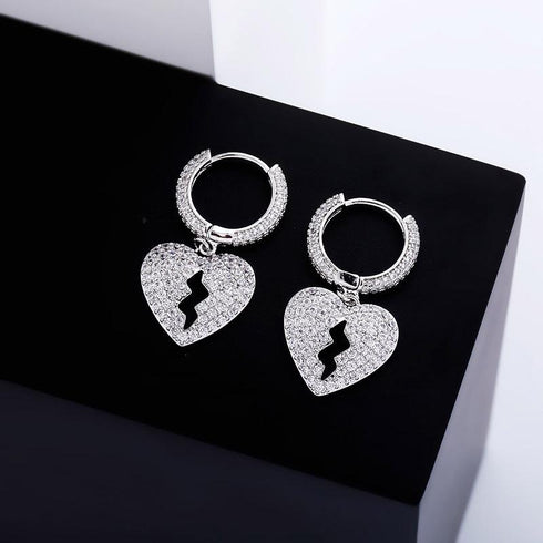 Heartbreak Love Earrings Zircon Hip Hop Simple Women's Earrings Jewelry