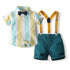 Children's Color Contrast Shirt Strap Pants Set