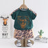 Boys' Handsome Tiger Round Neck Short Sleeve Set Boys' Casual Shorts Two Piece Set