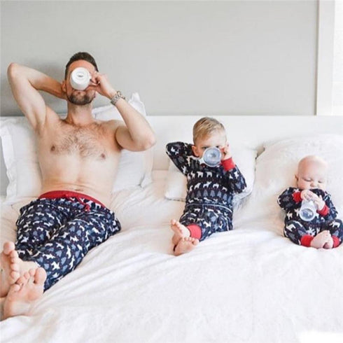 Christmas parents wear home clothes