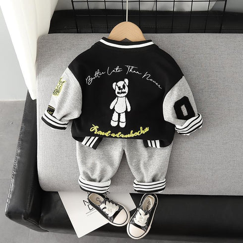 Spring and Autumn Boys Sports Baseball Suit Two-Piece Set