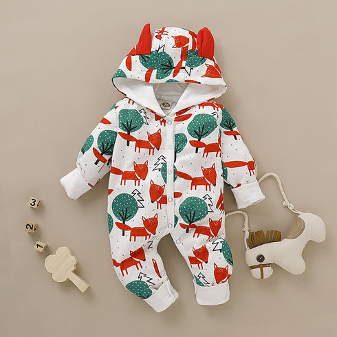 Autumn And Winter Cartoon Printed Baby Jumpsuit